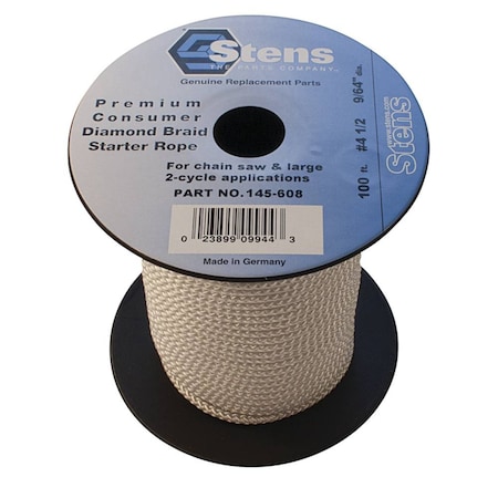 Stens Diamond Braid Starter Rope Diameter 9/64", Length 100' For Chain Saws 145-608